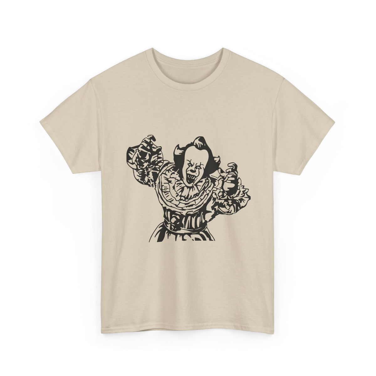 Clown Graphic Tee — Vintage Horror Pennywise-Style Black Illustration