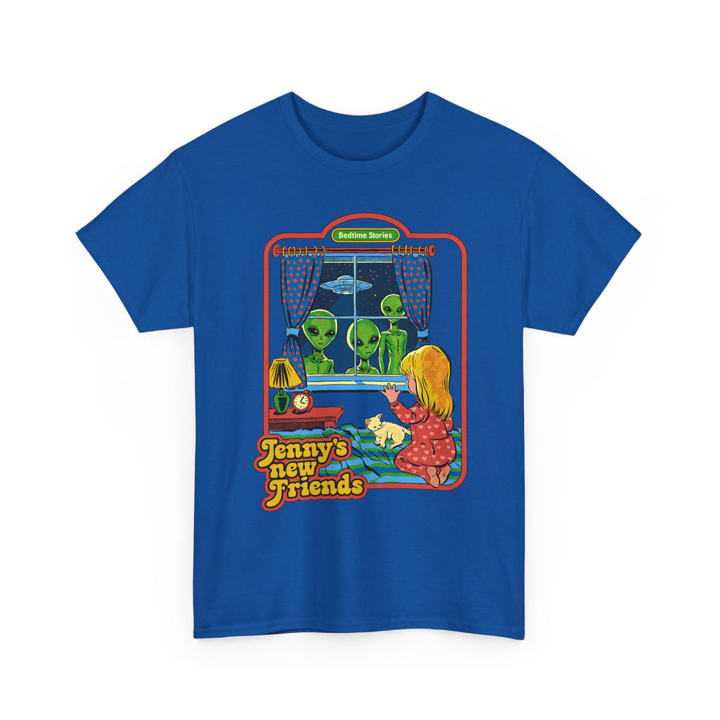 Vintage Kid & Aliens Tee — "Jenny's New Friends" Retro Graphic T-Shirt
