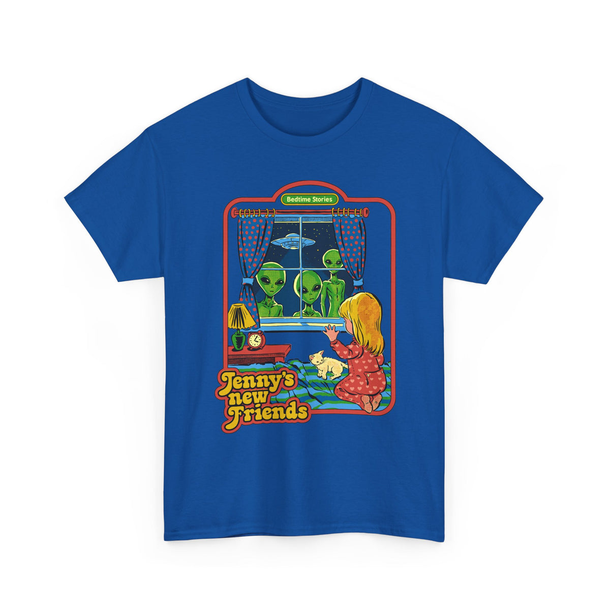 Vintage Kid & Aliens Tee — "Jenny's New Friends" Retro Graphic T-Shirt