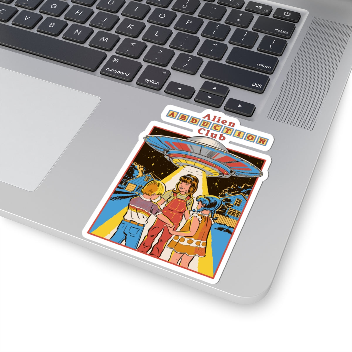 Alien Abduction Club Retro Sticker — Vintage Sci‑Fi Kiss‑Cut Decal