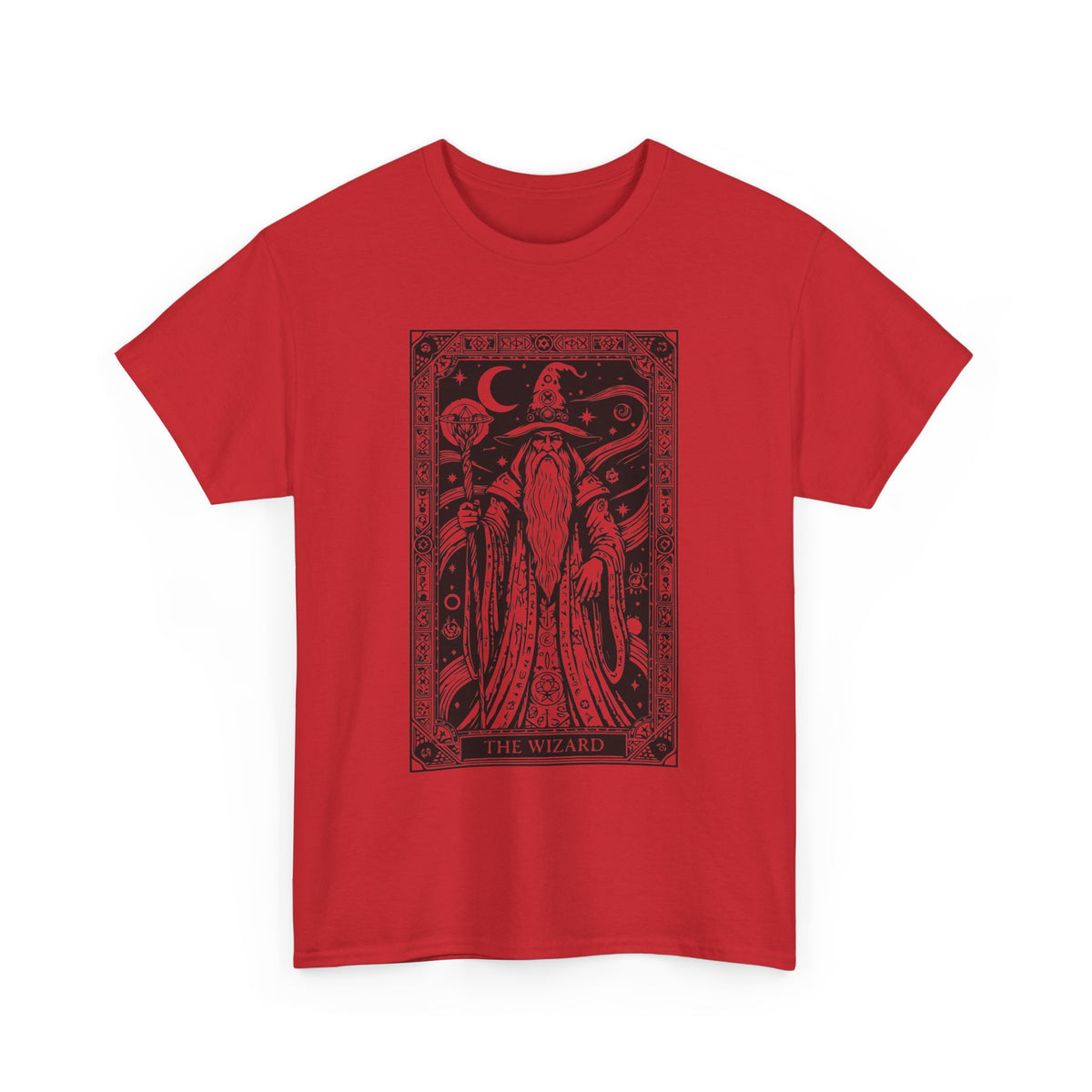 Tarot Wizard T-Shirt — Mystic Moon & Stars Occult Graphic Tee