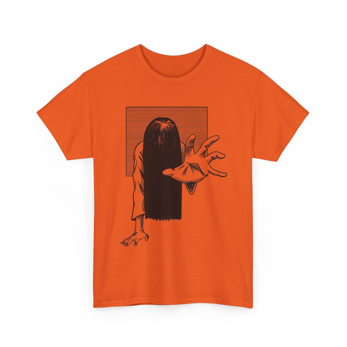 Horror Ring Girl Graphic Tee — Creepy Vintage Ghost T-Shirt