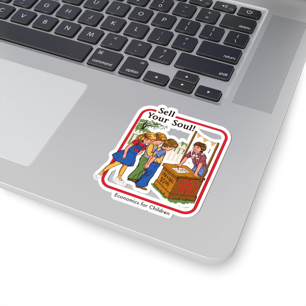 Sticker — "Sell Your Soul!" Retro Kids Lemonade Stand Sticker (Economics for Children)