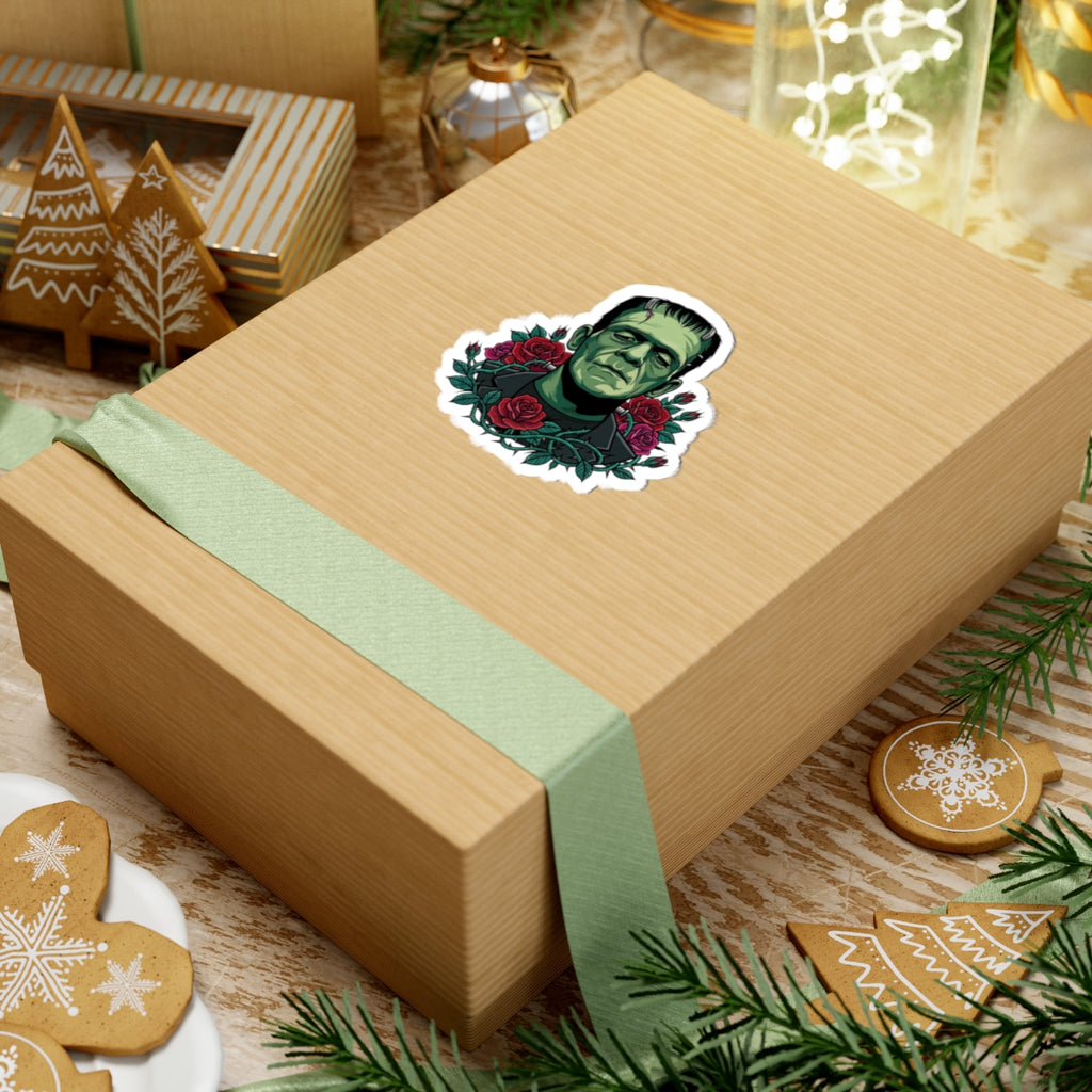Frankenstein Rose Kiss-Cut Sticker — Gothic Horror Laptop Decal