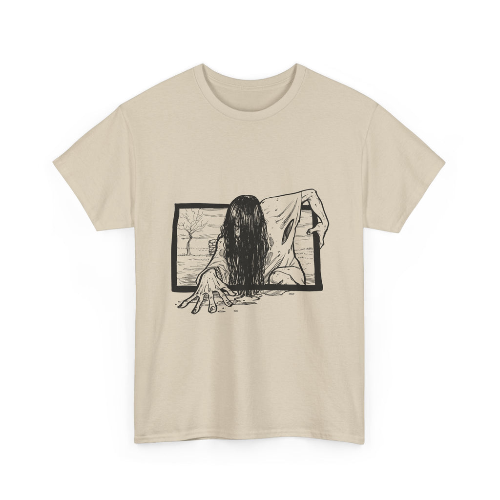Horror Girl T‑Shirt — Creepy Window Ghost Graphic Tee