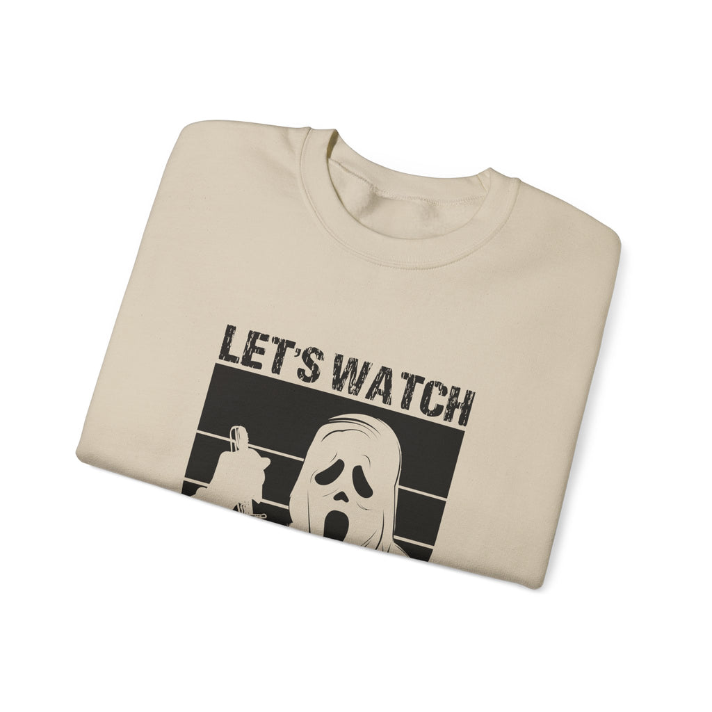 Horror Movie Crewneck Sweatshirt - "Let’s Watch Scary Movies" Ghost Design