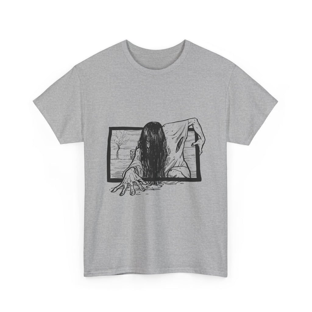 Horror Girl T‑Shirt — Creepy Window Ghost Graphic Tee