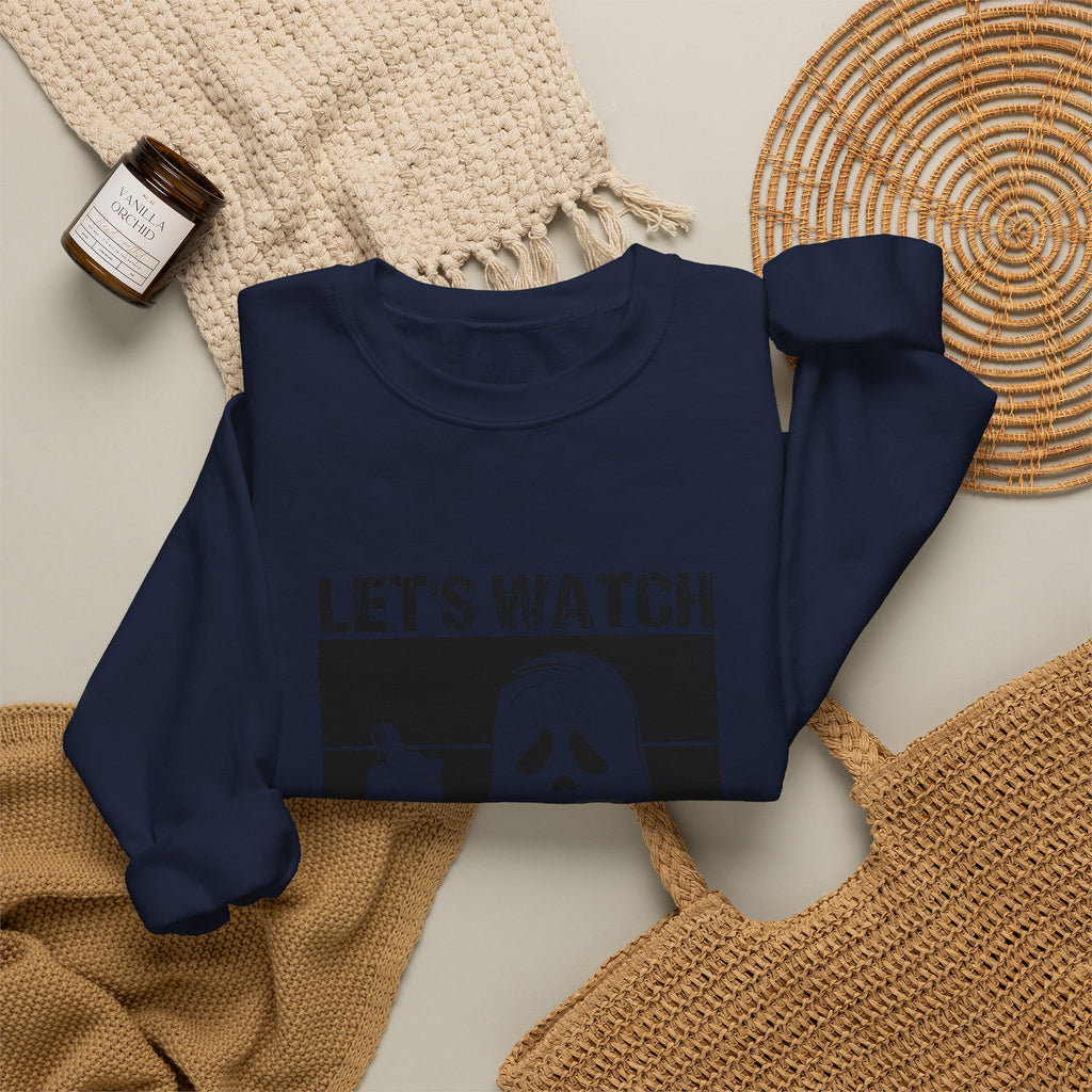 Horror Movie Crewneck Sweatshirt - "Let’s Watch Scary Movies" Ghost Design