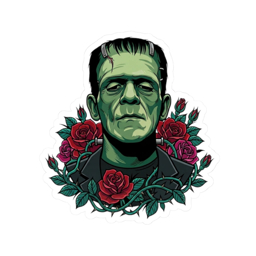 Frankenstein Rose Kiss-Cut Sticker — Gothic Horror Laptop Decal
