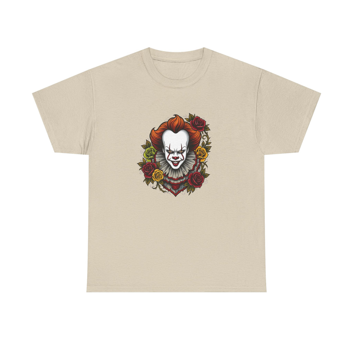 Horror Clown Tee — Pennywise Floral Portrait Graphic T-Shirt