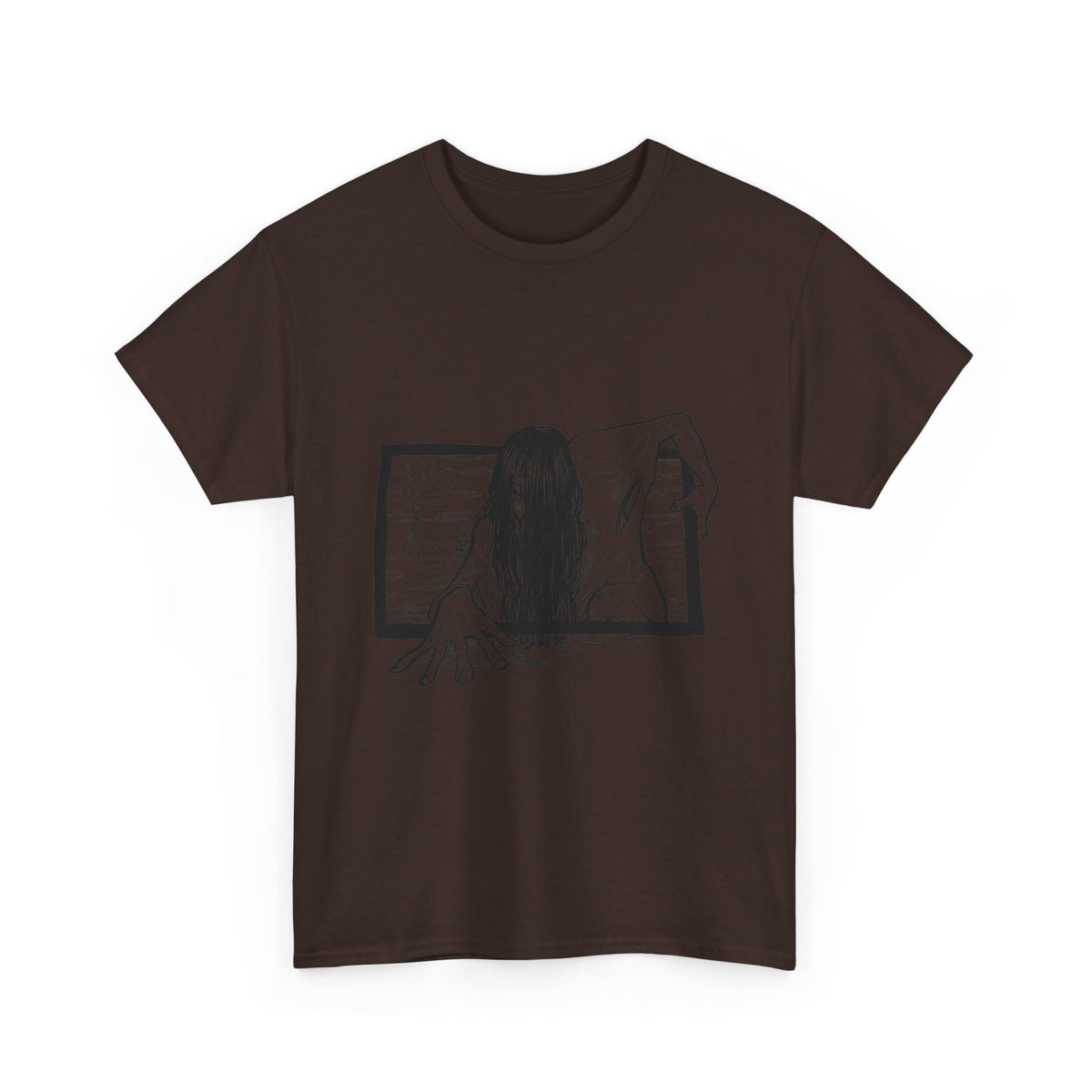Horror Girl T‑Shirt — Creepy Window Ghost Graphic Tee