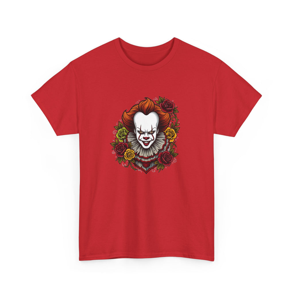 Horror Clown Tee — Pennywise Floral Portrait Graphic T-Shirt