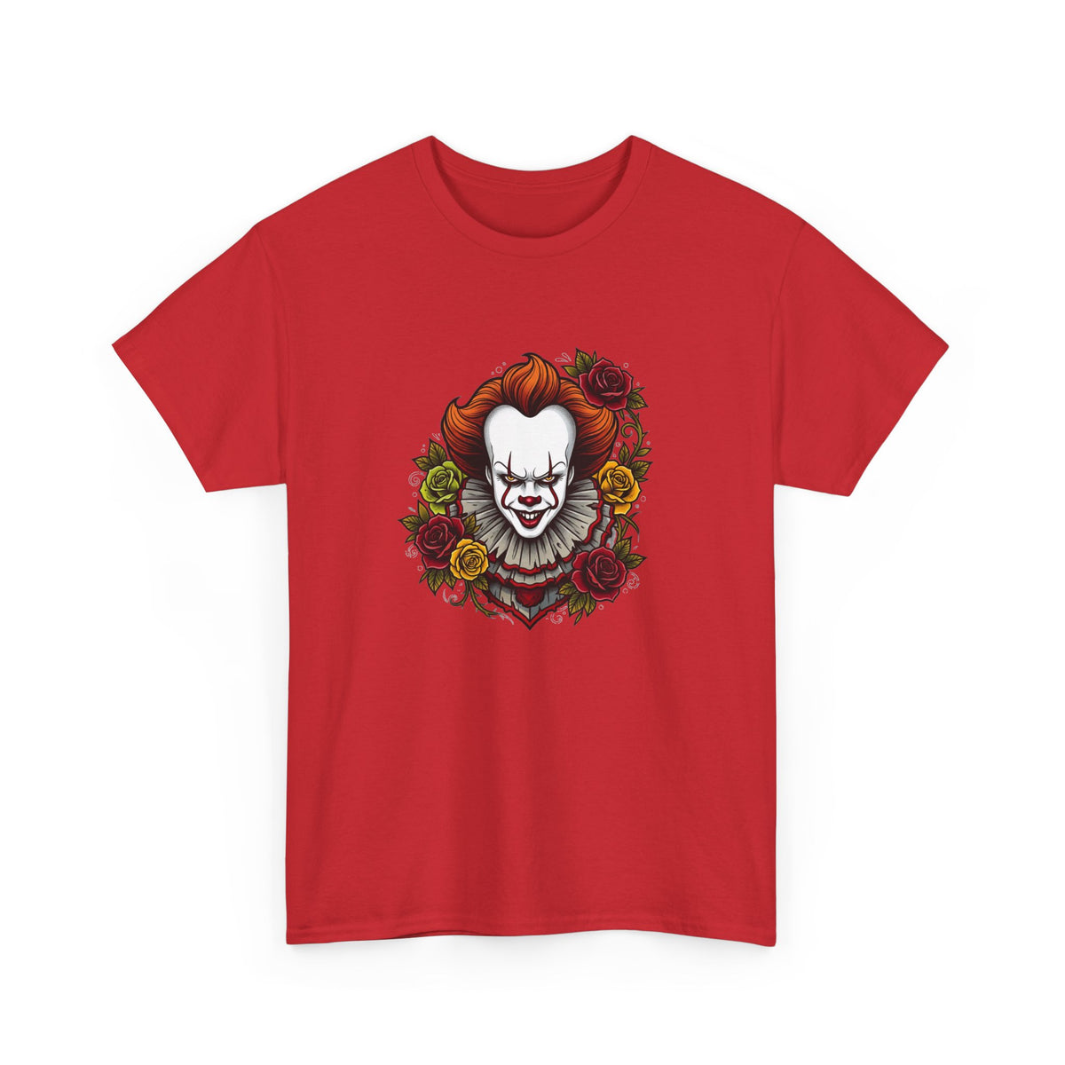 Horror Clown Tee — Pennywise Floral Portrait Graphic T-Shirt