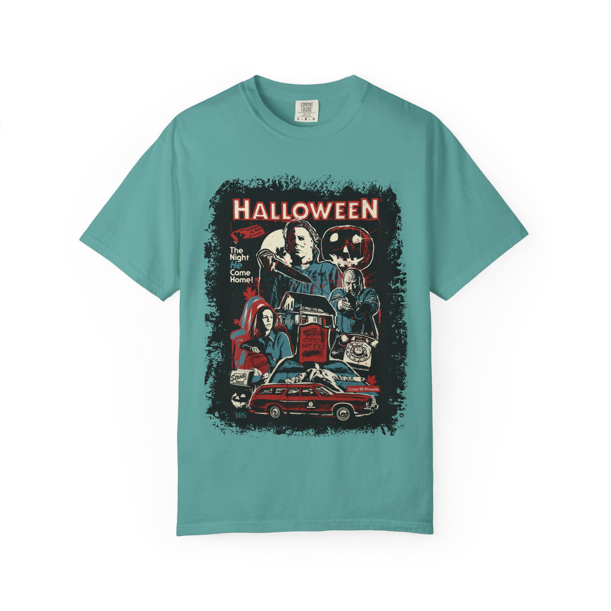 Halloween Retro Horror Movie T-Shirt — Vintage Slasher Collage Tee