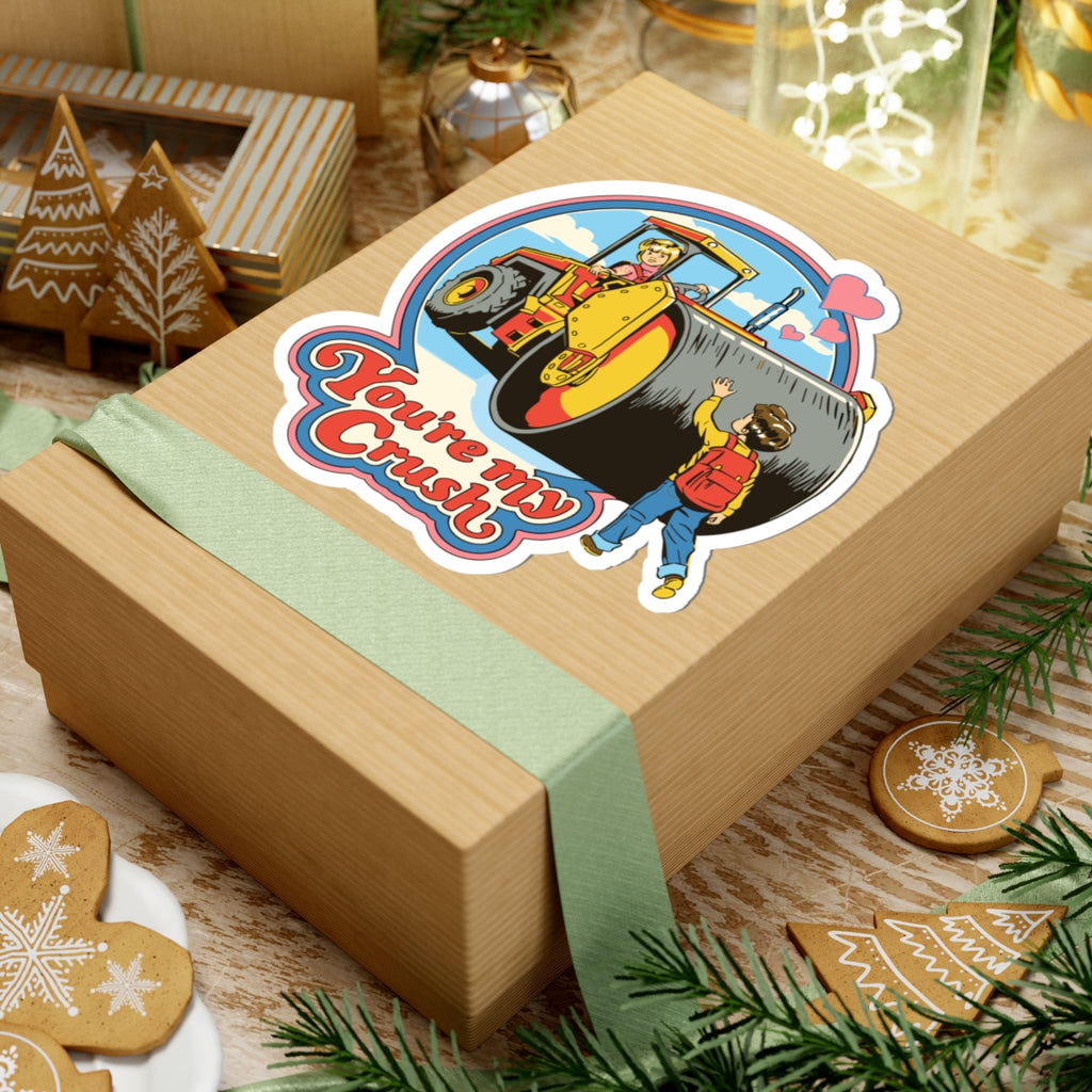 Retro 'You're My Crush' Kiss-Cut Sticker — Cute Steamroller Valentine Decor