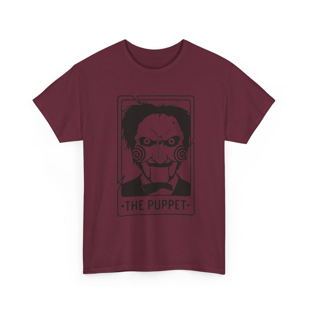Horror Puppet Graphic Tee — "The Puppet" Vintage Creepy Mask T‑Shirt