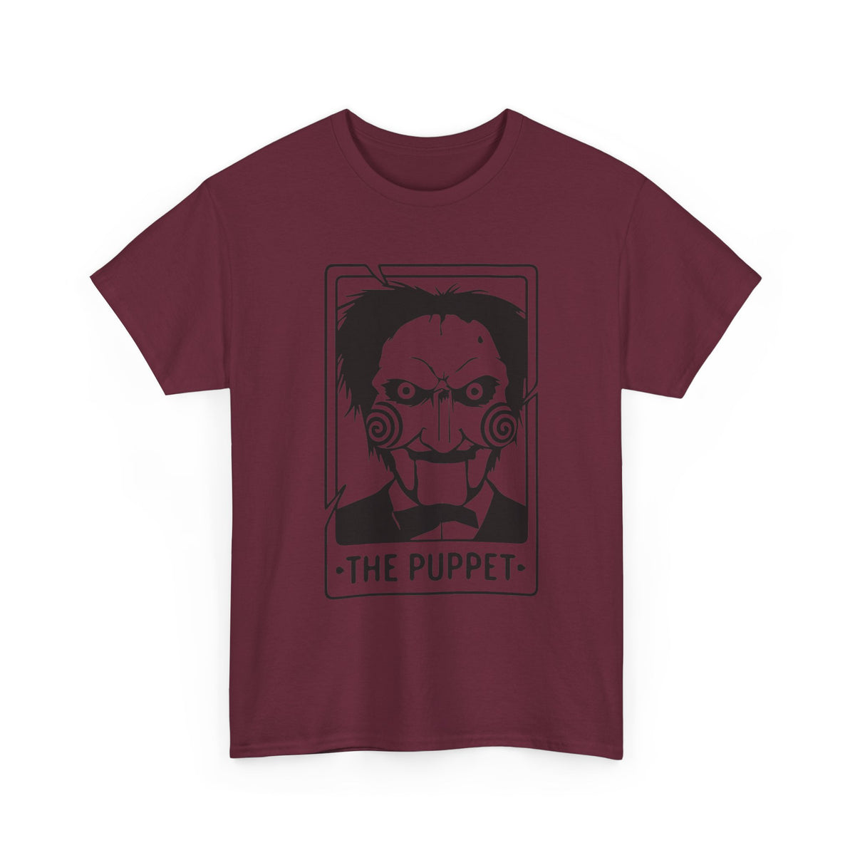 Horror Puppet Graphic Tee — "The Puppet" Vintage Creepy Mask T‑Shirt