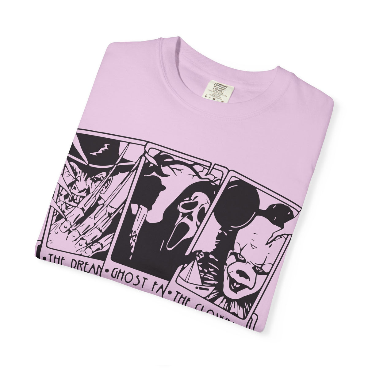 Horror Comic Panel T-Shirt — "The Dream, Ghost, Clown, Slasher, Puppet, Camper" Graphic Tee