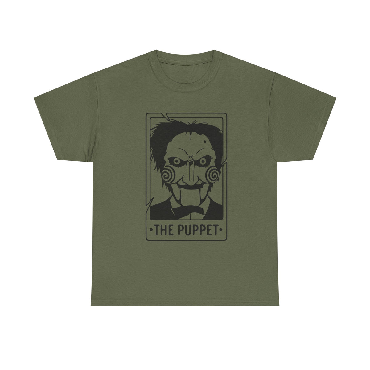 Horror Puppet Graphic Tee — "The Puppet" Vintage Creepy Mask T‑Shirt