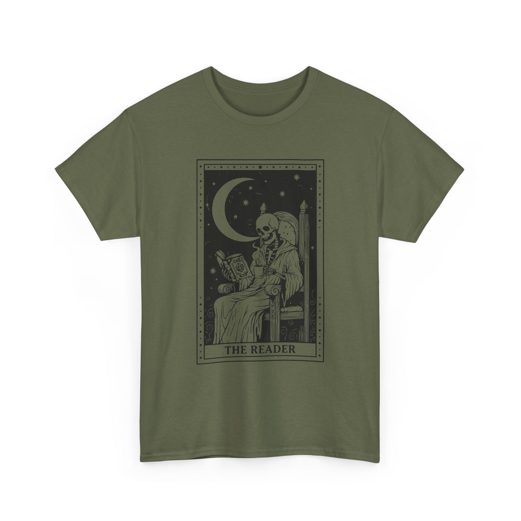 Tarot 'The Reader' Graphic Tee — Moonlit Occult Reading T-Shirt