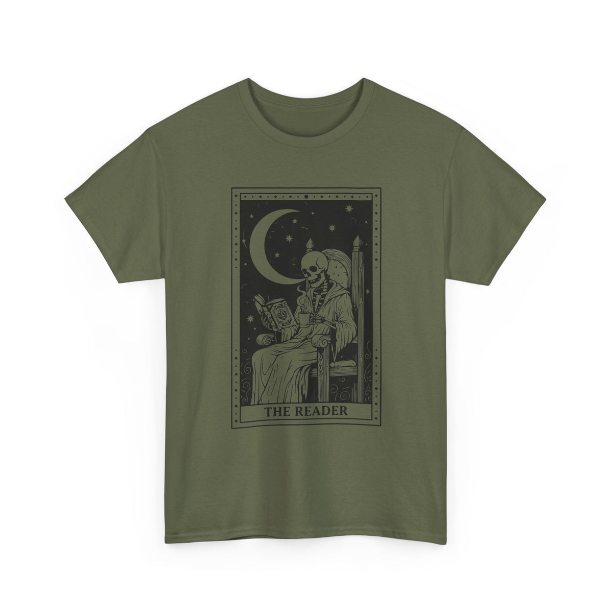 Tarot 'The Reader' Graphic Tee — Moonlit Occult Reading T-Shirt
