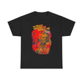 Vintage Horror Tee — Fiery Monster Graphic with 'Satan Chase' Text