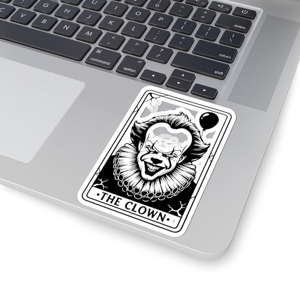 Horror Clown Kiss-Cut Sticker — “The Clown” Tarot Card Design