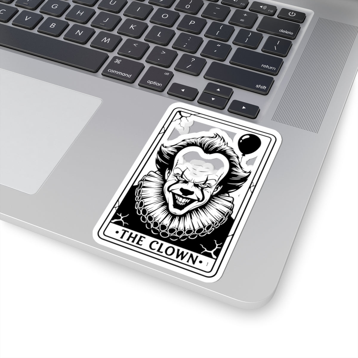Horror Clown Kiss-Cut Sticker — “The Clown” Tarot Card Design