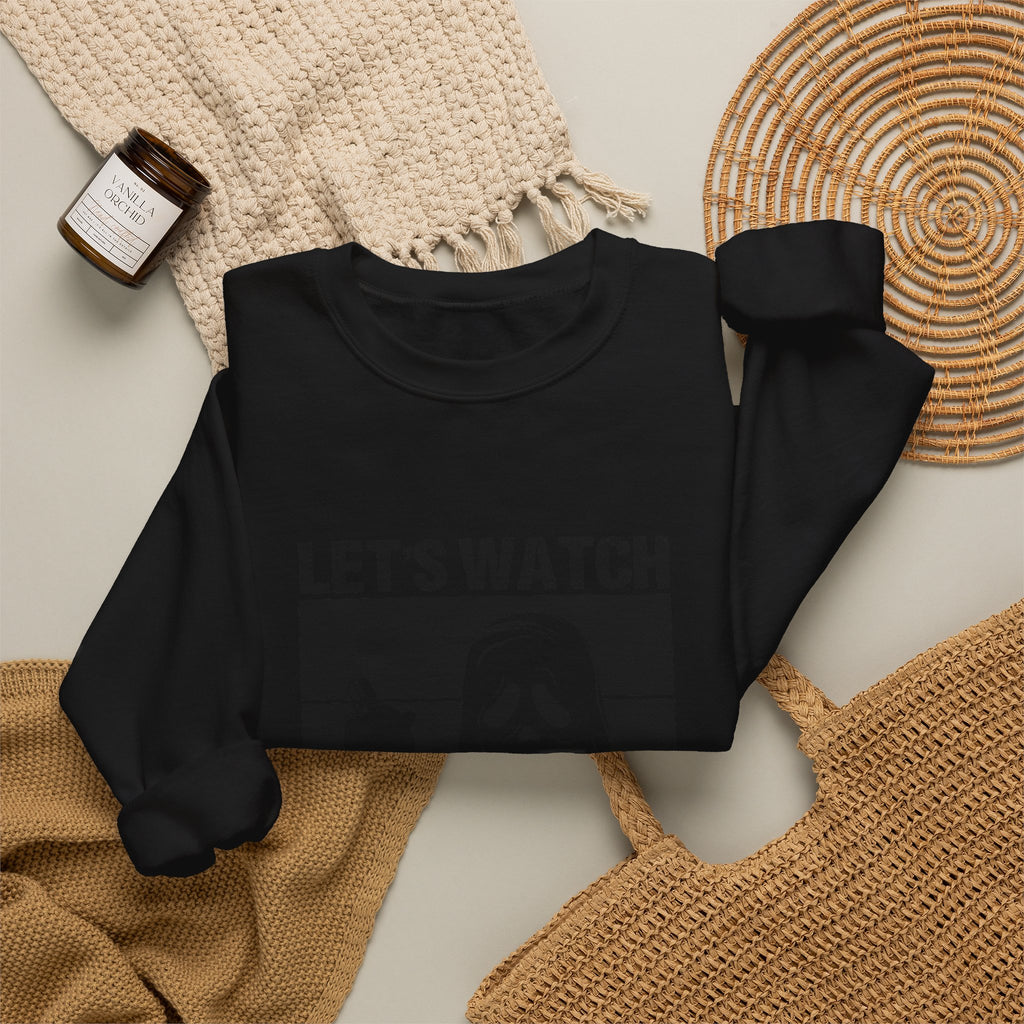 Horror Movie Crewneck Sweatshirt - "Let’s Watch Scary Movies" Ghost Design