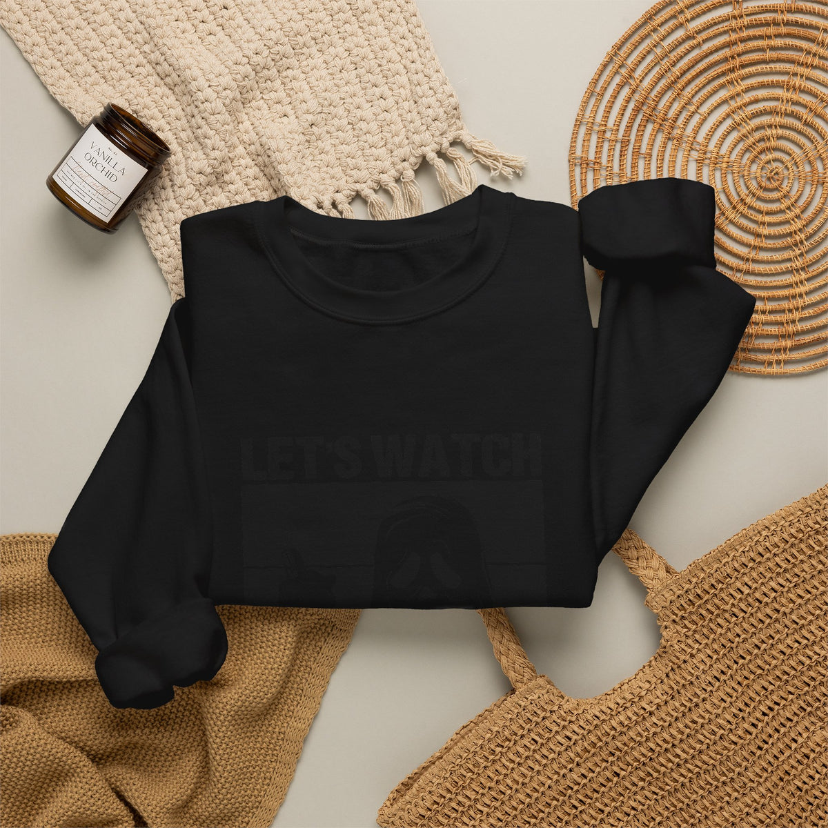 Horror Movie Crewneck Sweatshirt - "Let’s Watch Scary Movies" Ghost Design