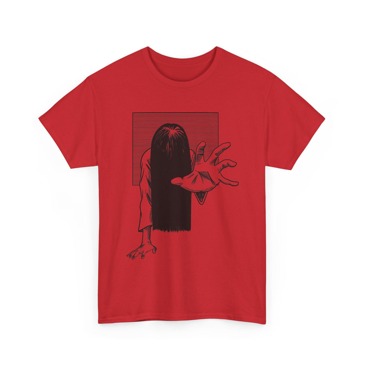 Horror Ring Girl Graphic Tee — Creepy Vintage Ghost T-Shirt