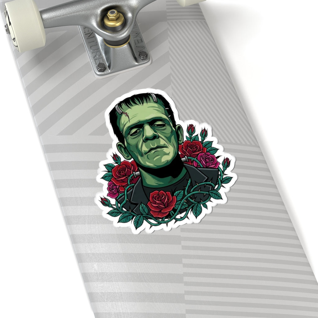 Frankenstein Rose Kiss-Cut Sticker — Gothic Horror Laptop Decal