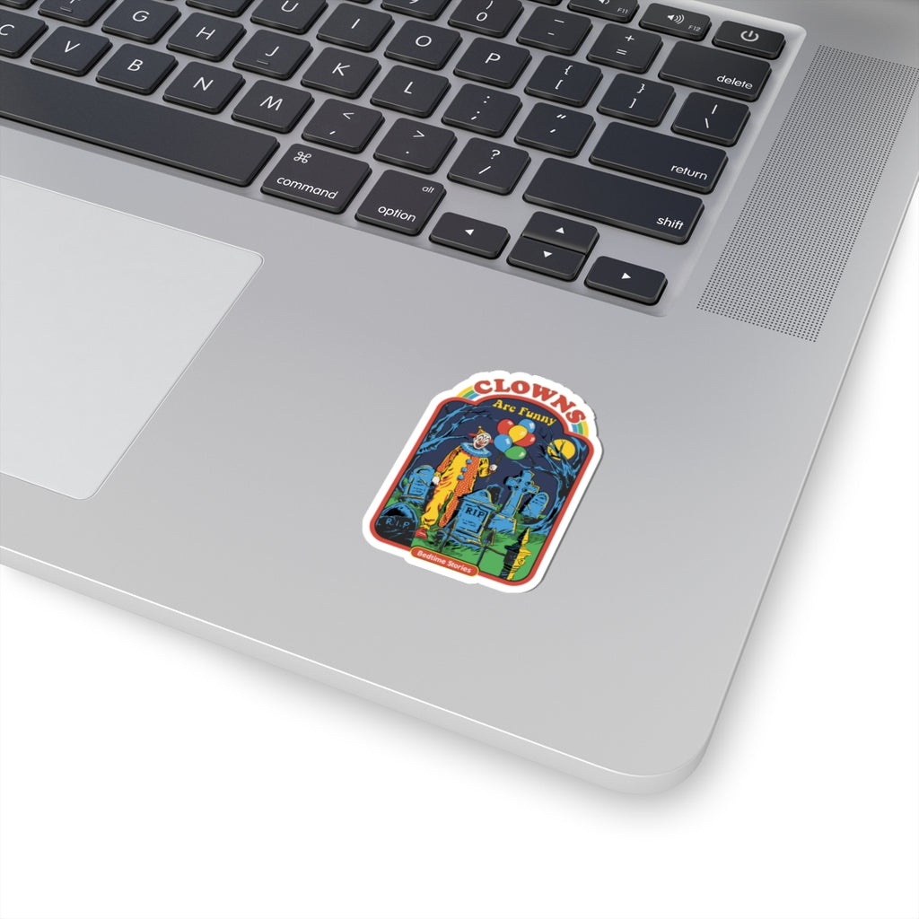 Sticker — “Clowns Are Funny” Retro Horror Graveyard Kiss-Cut Sticker