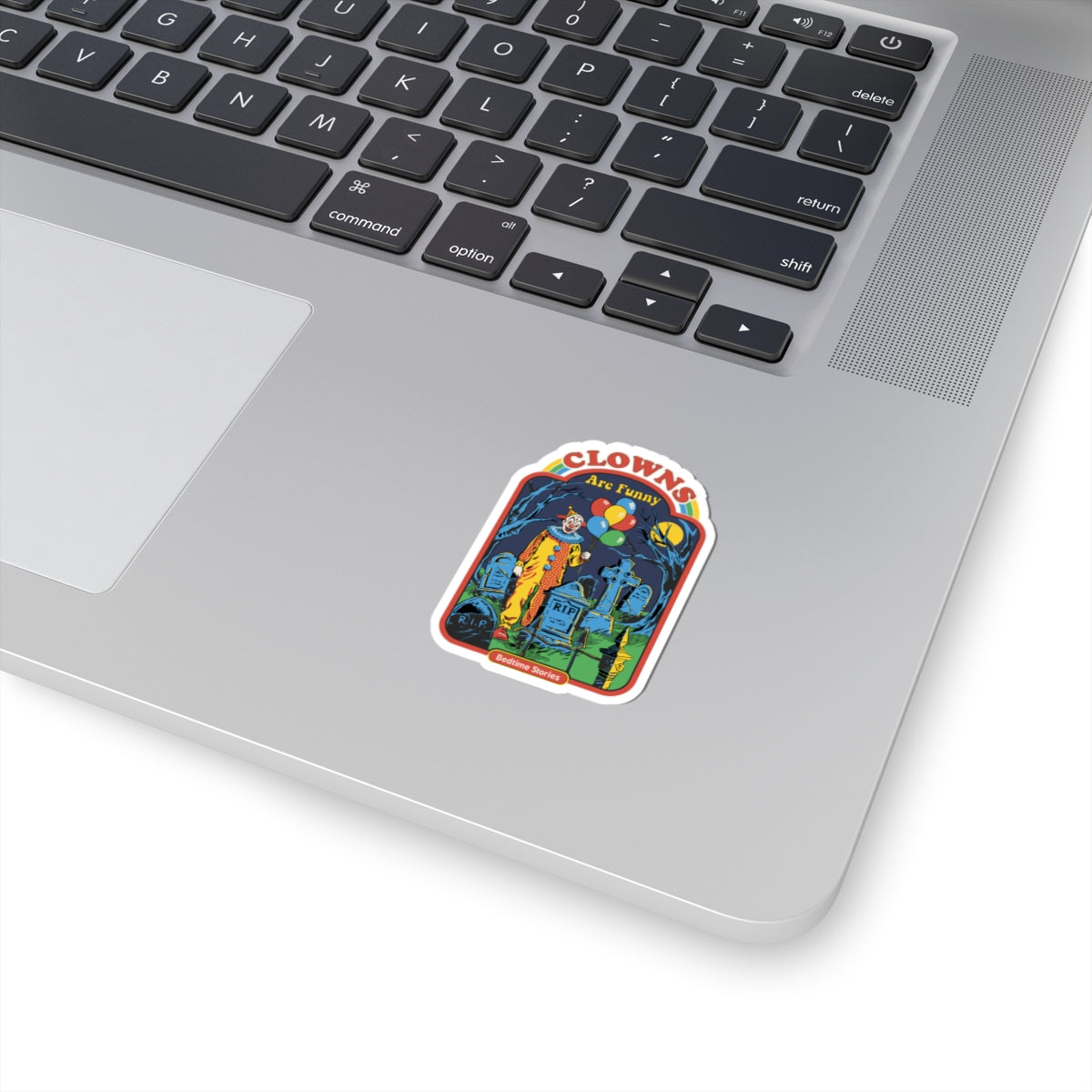 Sticker — “Clowns Are Funny” Retro Horror Graveyard Kiss-Cut Sticker