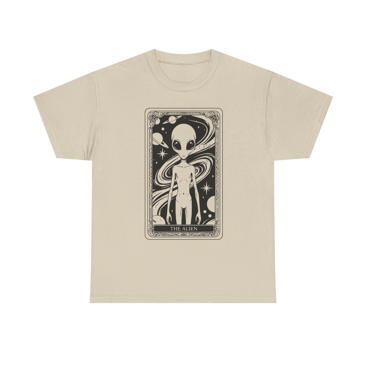 Alien Tarot Graphic Tee — Cosmic Space Alien Illustration Shirt