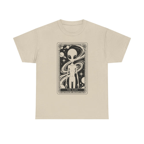 Alien Tarot Graphic Tee — Cosmic Space Alien Illustration Shirt