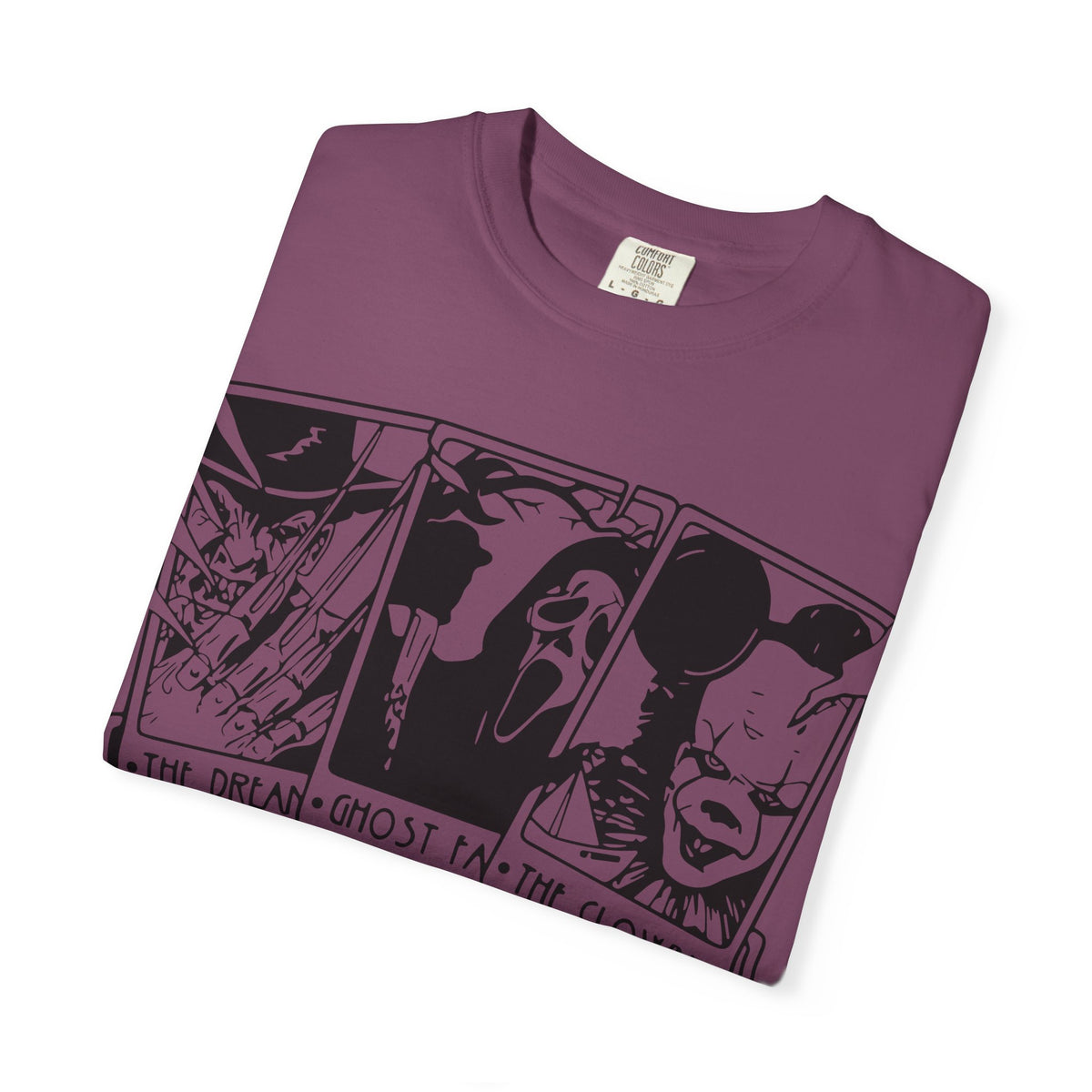 Horror Comic Panel T-Shirt — "The Dream, Ghost, Clown, Slasher, Puppet, Camper" Graphic Tee