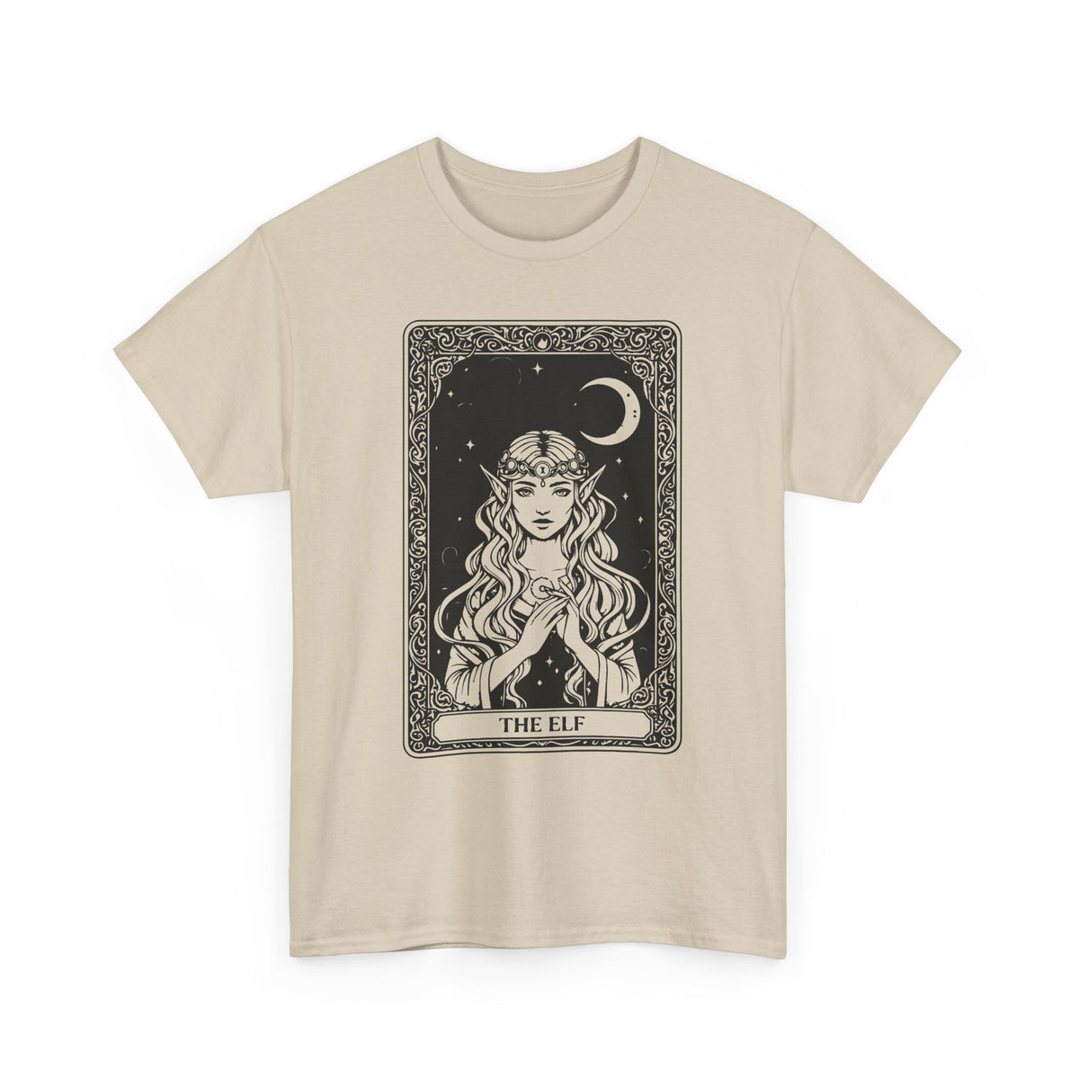 The Elf Tarot Card Tee — Mystical Moon Illustration T-Shirt