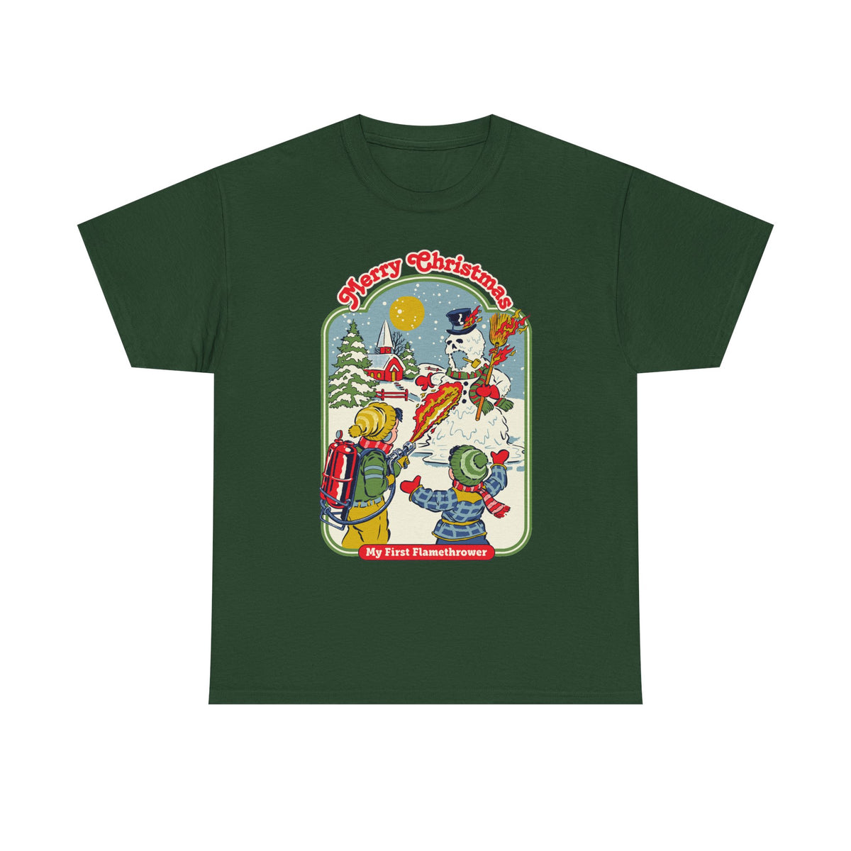 Christmas Kids Tee — 'Merry Christmas' Vintage Snowman Sledding Design