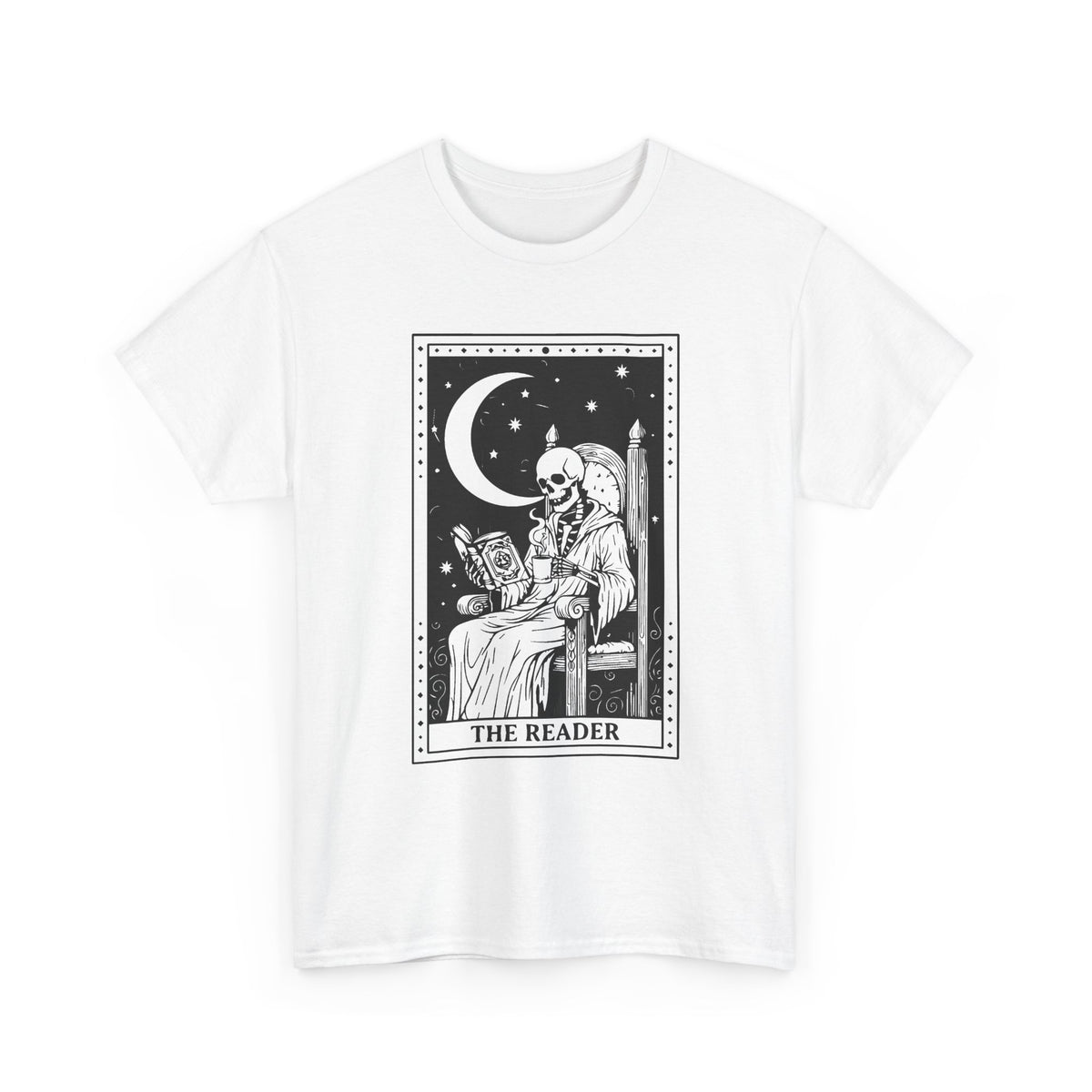 Tarot 'The Reader' Graphic Tee — Moonlit Occult Reading T-Shirt