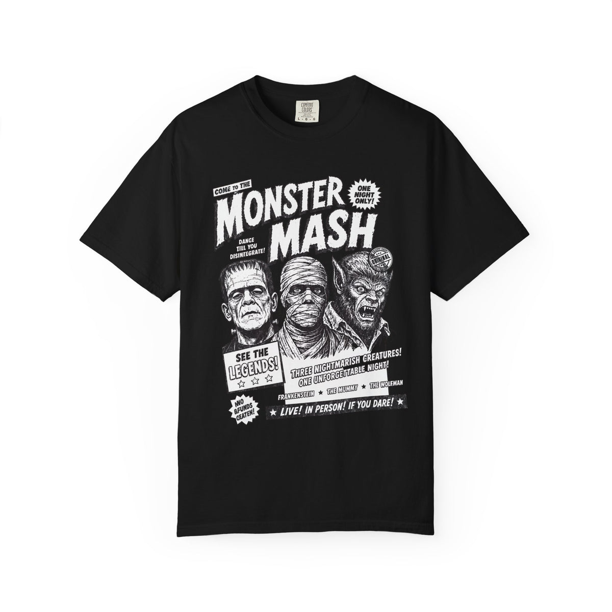 Monster Mash Vintage Horror T-Shirt — Retro Frankenstein Wolfman Mummy Concert Poster