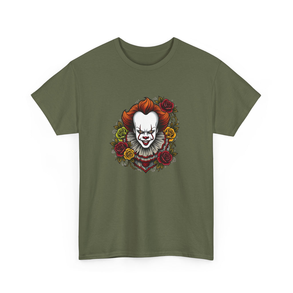 Horror Clown Tee — Pennywise Floral Portrait Graphic T-Shirt