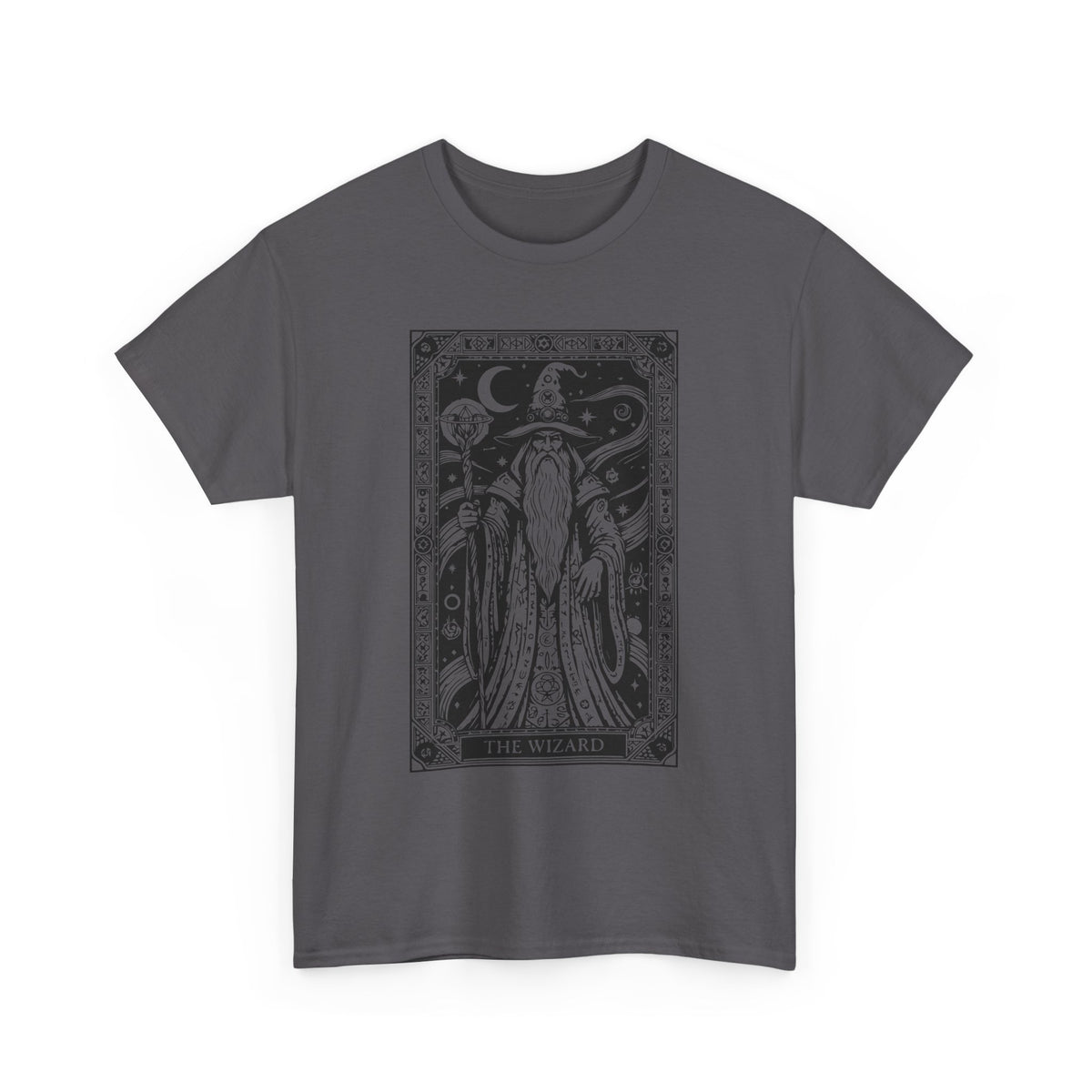 Tarot Wizard T-Shirt — Mystic Moon & Stars Occult Graphic Tee