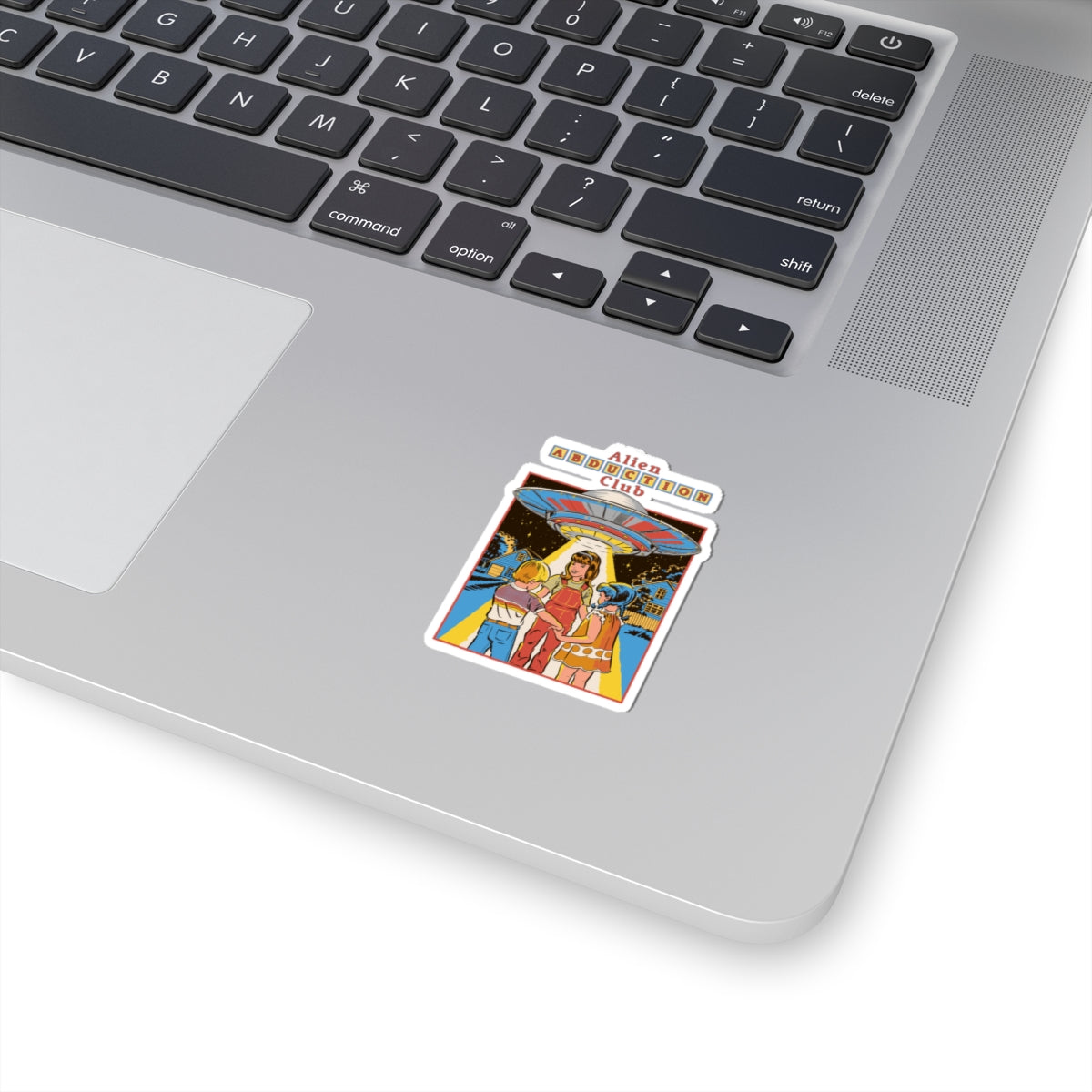 Alien Abduction Club Retro Sticker — Vintage Sci‑Fi Kiss‑Cut Decal