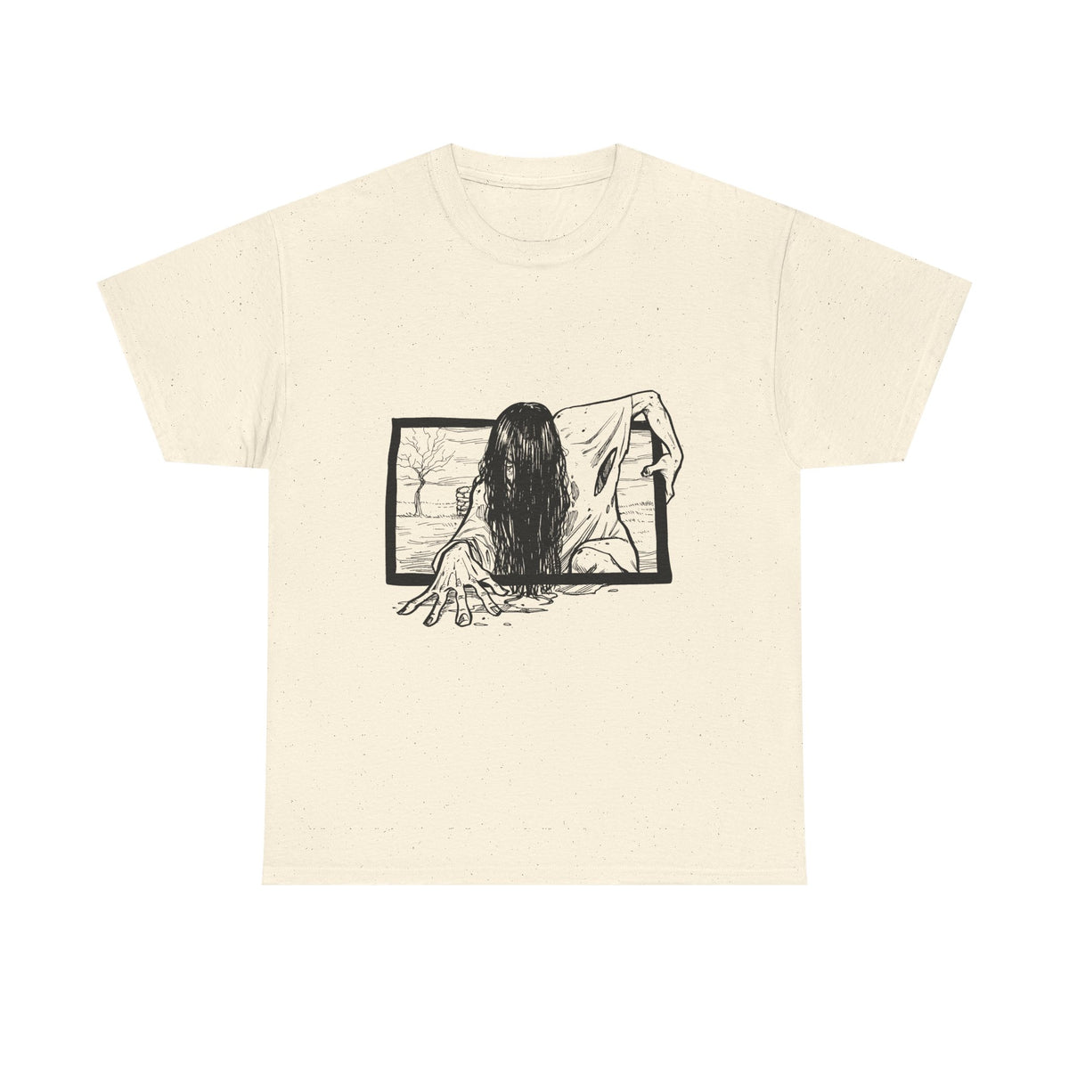 Horror Girl T‑Shirt — Creepy Window Ghost Graphic Tee