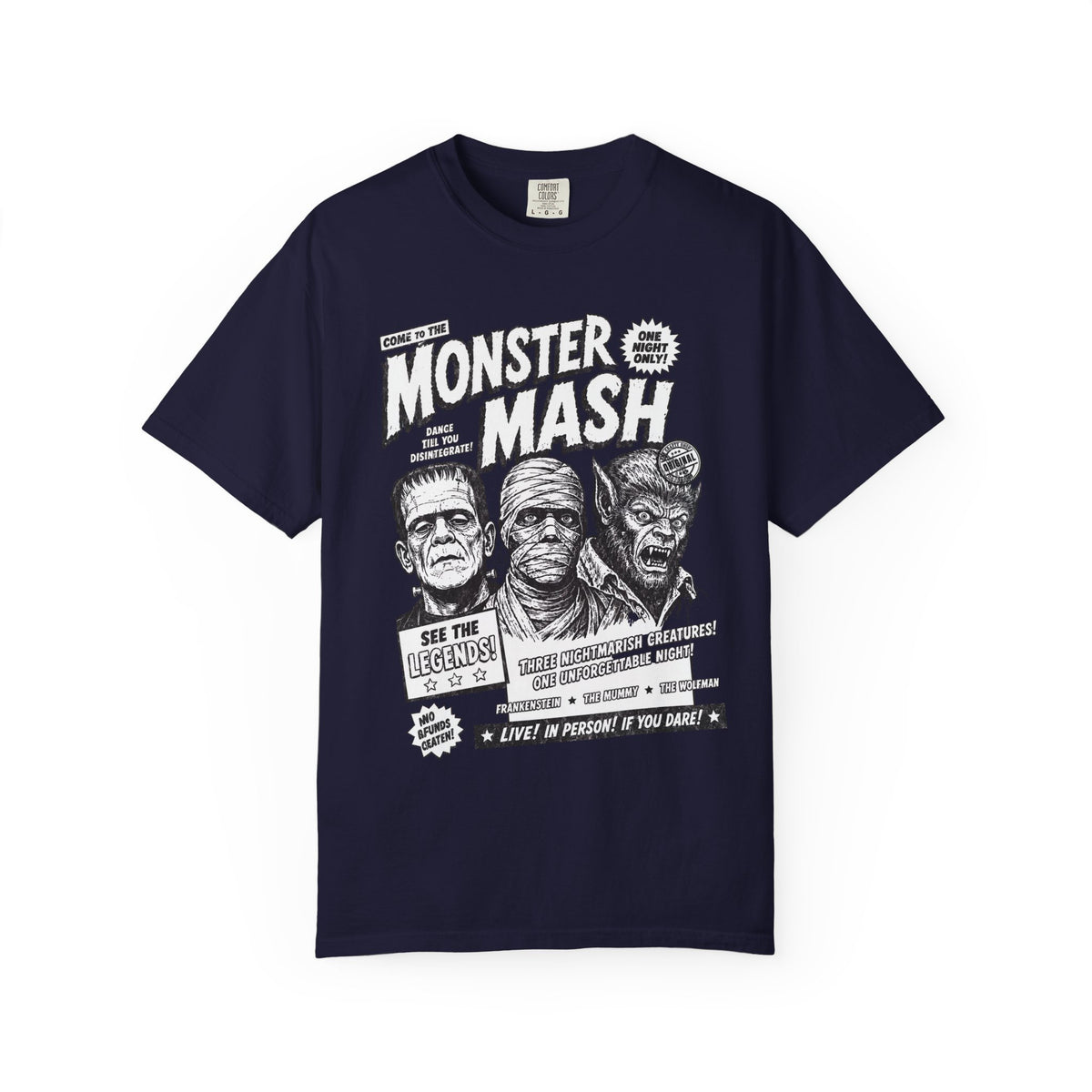 Monster Mash Vintage Horror T-Shirt — Retro Frankenstein Wolfman Mummy Concert Poster