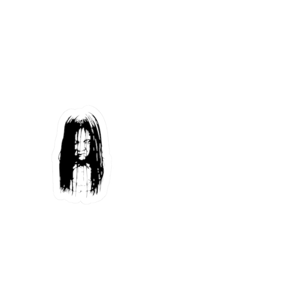 Creepy Girl Kiss-Cut Sticker — Horror Laptop Decal