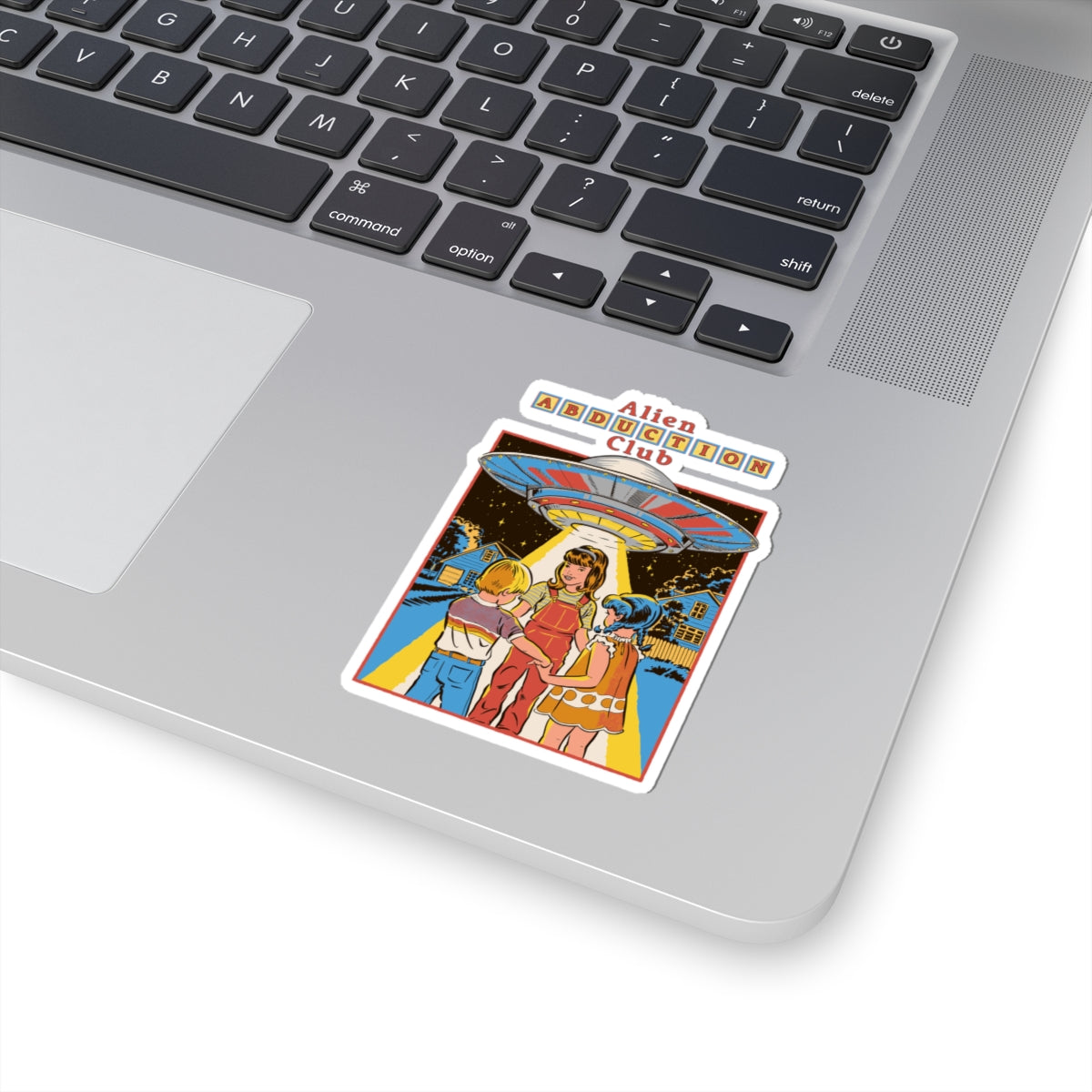 Alien Abduction Club Retro Sticker — Vintage Sci‑Fi Kiss‑Cut Decal