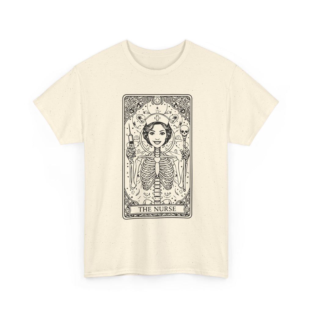 Tarot Nurse Graphic Tee — 'The Nurse' Skeleton Card T-Shirt