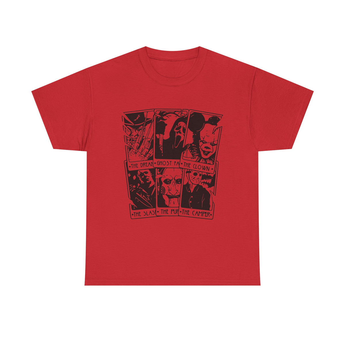 Horror Comic Panel T-Shirt — Ghost, Clown & Skull Graphic Tee
